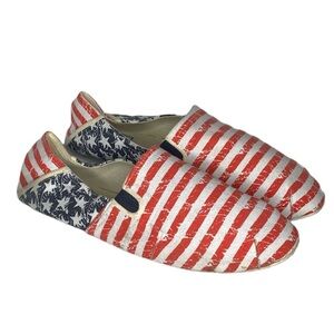 American Flag Print Classic Slip-Ons (Size:13, Color:Red/White/Blue)